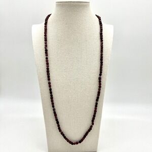 Vintage Glass Purple‎ Beaded Necklace Long Strand Fashion Jewelry